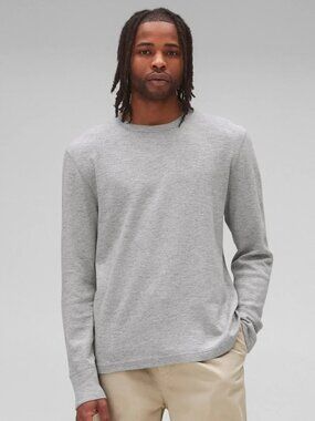 REIGNING CHAMP Heather Grey 1x1 Slub Cotton Jersey Crew Neck T-Shirt, Size L